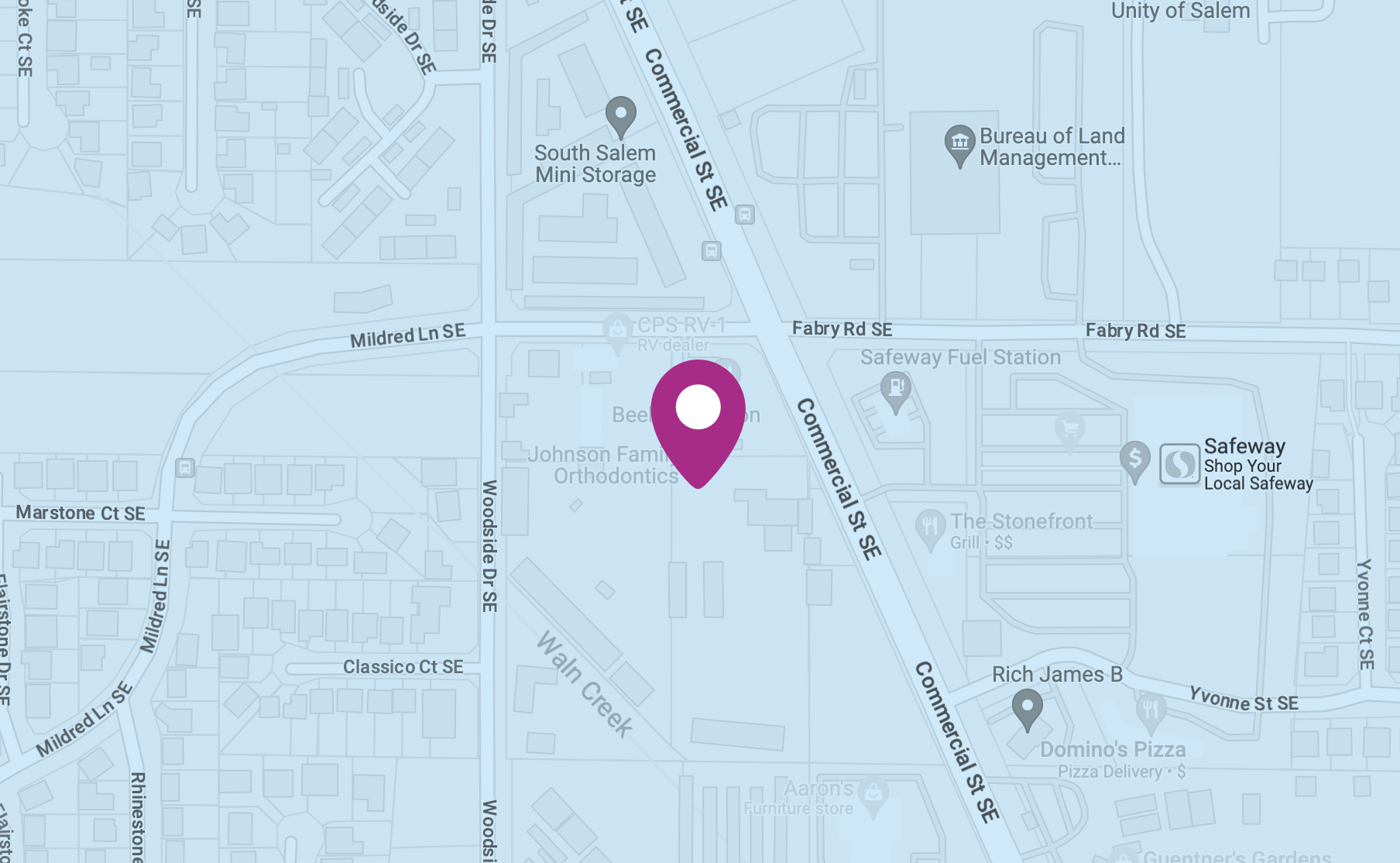 johnson family orthodontics location map