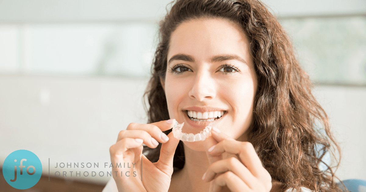 Lady with 3D printed aligner